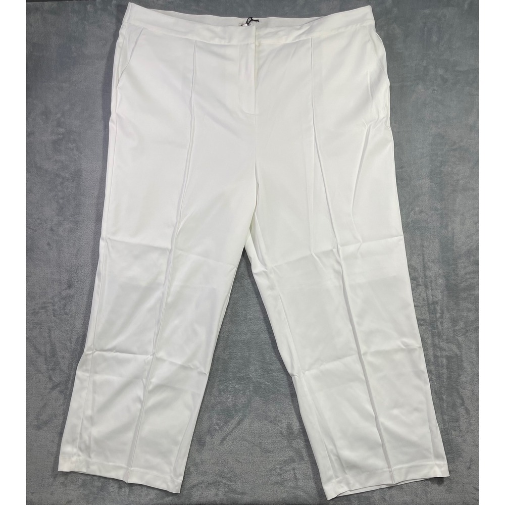 Jaclyn Smith Dress Pants Women 2X White New w/ Imperfection Straight Leg Pocket